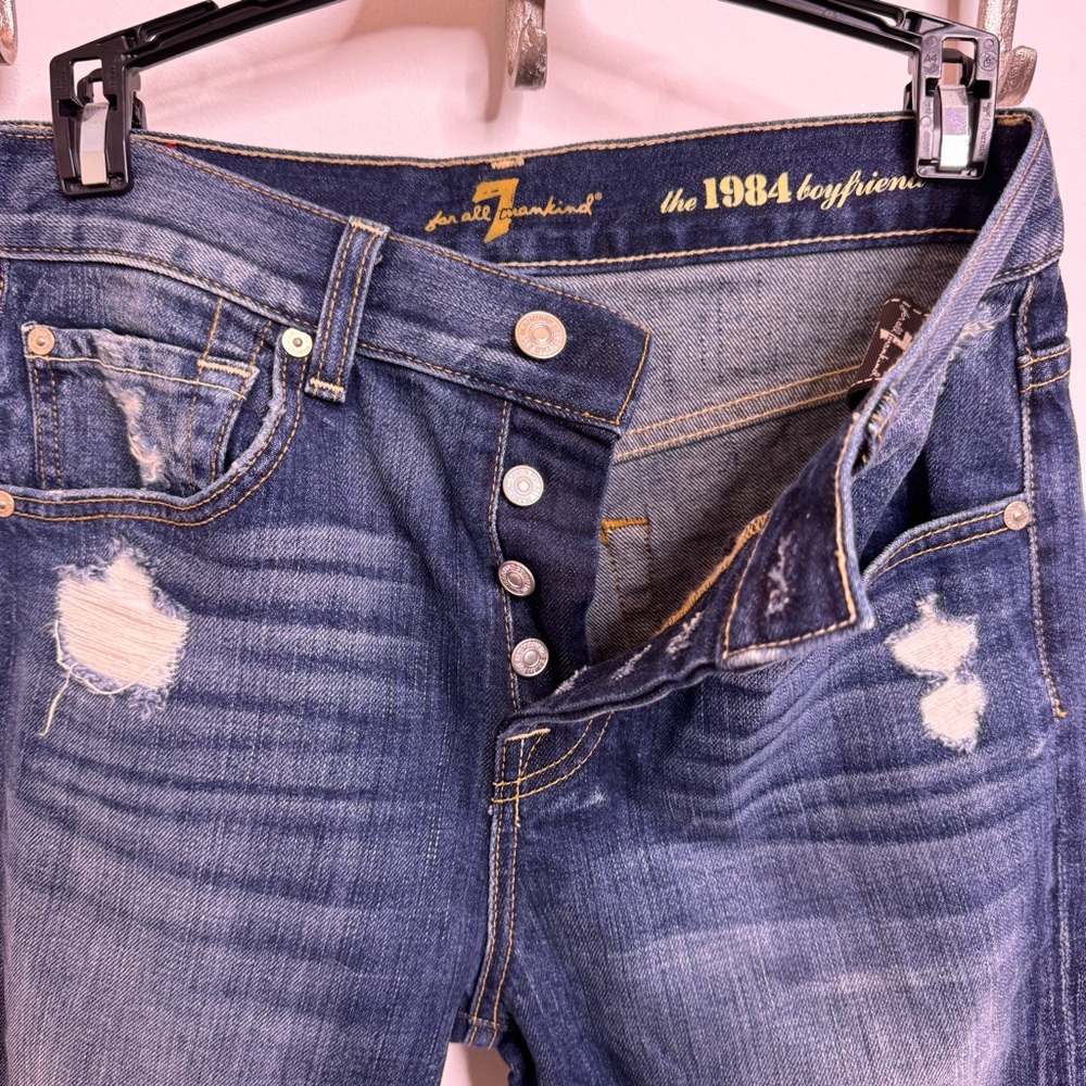 7 For All Mankind Women's Dark Blue 1984 boyfriend Jeans - Picture 3 of 4